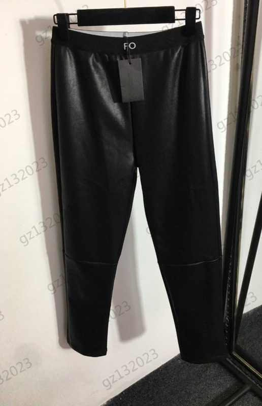 

Women Pants Letter Webbing Slimming Casual Leggings Pu Material Soft Comfortable Pants Fashion Brand Joker Womens Apparel 1970