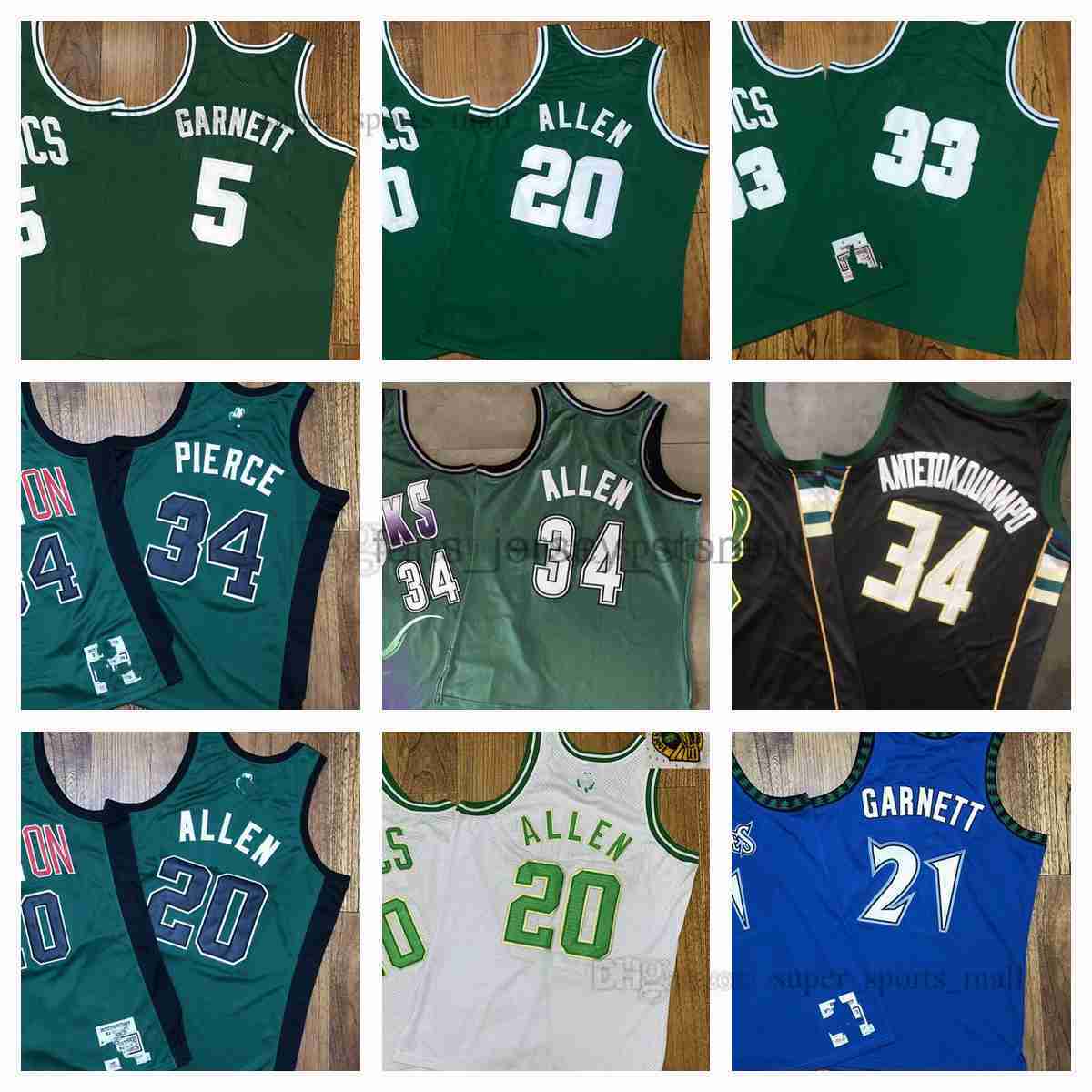 

Retro Real Embroidery Basketball Jerseys 5 Kevin 20 Ray Garnett Allen 34 Giannis Paul Antetokounmpo 21 Kevin 33 LarryGarnett Bird Pierce Mitchell&Ness Mans S-XXL, Same as picture