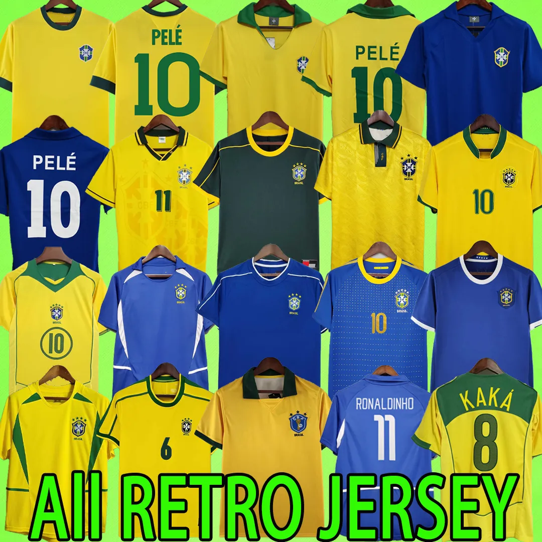 

CUSTOM Brazils retro soccer jerseys #10 PELE 1957 1970 1978 1985 1988 1992 1994 1998 2000 2002 2004 2006 2010 2012 Brasil RONALDINHO footbal