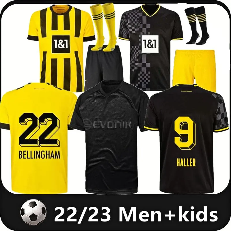 

22 23 110Th soccer jerseys Borussia HAALAND KAMARA 2022 2023 black football shirt REUS BELLINGHAM HUMMELS REYNA BRANDT Dortmund men kids kit, 22/23 away kit