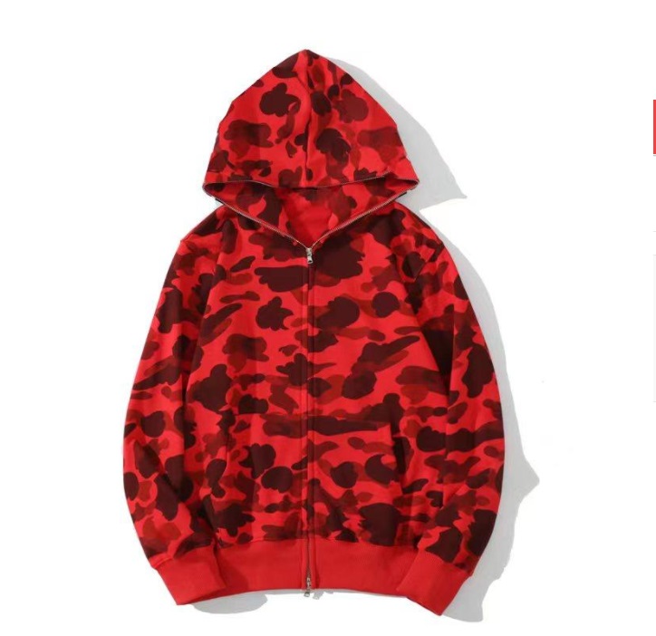 

Mens Designer Hoodie Full Zip Up Shark Hoodies for Woman Black Camouflage Jacket Blue Hoody Hooded Sweatshirt Man Womens Warm Long Sleeve