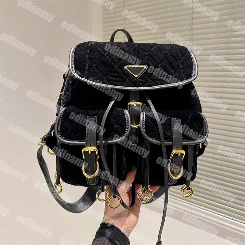 

Mens Designer Backpack Women Double Shoulder Bags Corduroy Rucksacks Schoolbags Travelling Climb Back Packs Triangle Handbags 3 Colors, P3