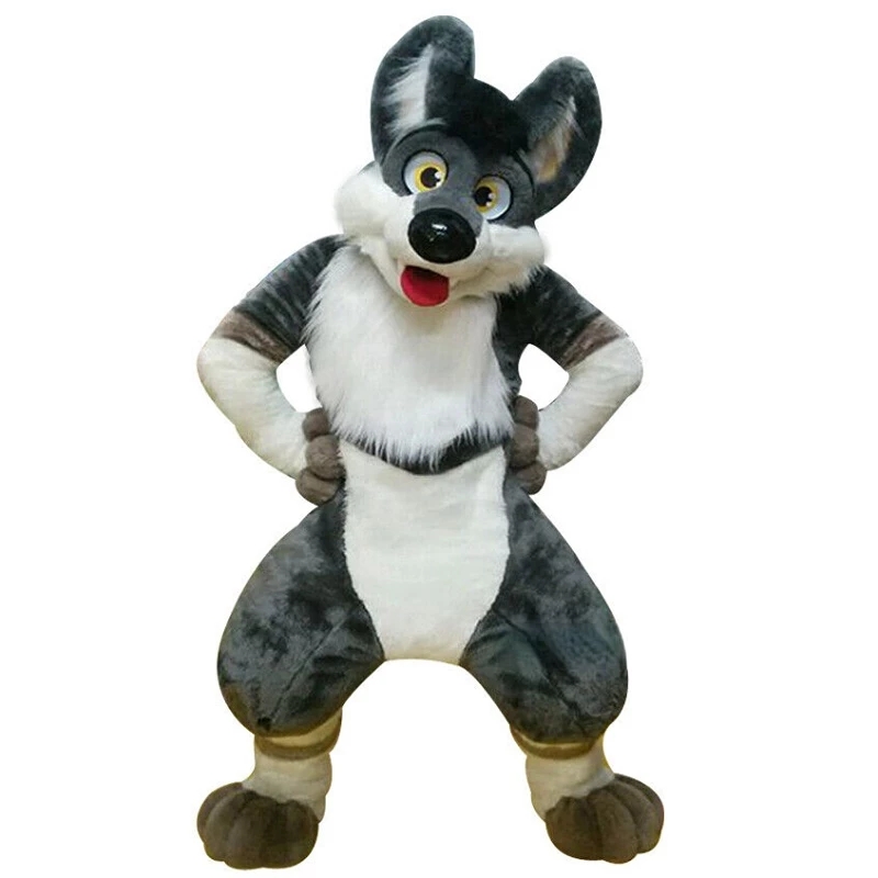 

2022 Husky Dog Fox Medium Long Fur Mascot Costume Walking Halloween Christmas and Large Event Suit Party Role Play, As pic