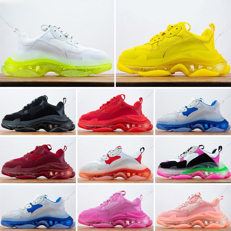 

2023 Women Mens Casual Shoes Platform Trainers Designer Flat Sneakers Crystal Bottom 17W Balanciagas Triple S Sneaker 36-45 Vintage Dad, Color 8
