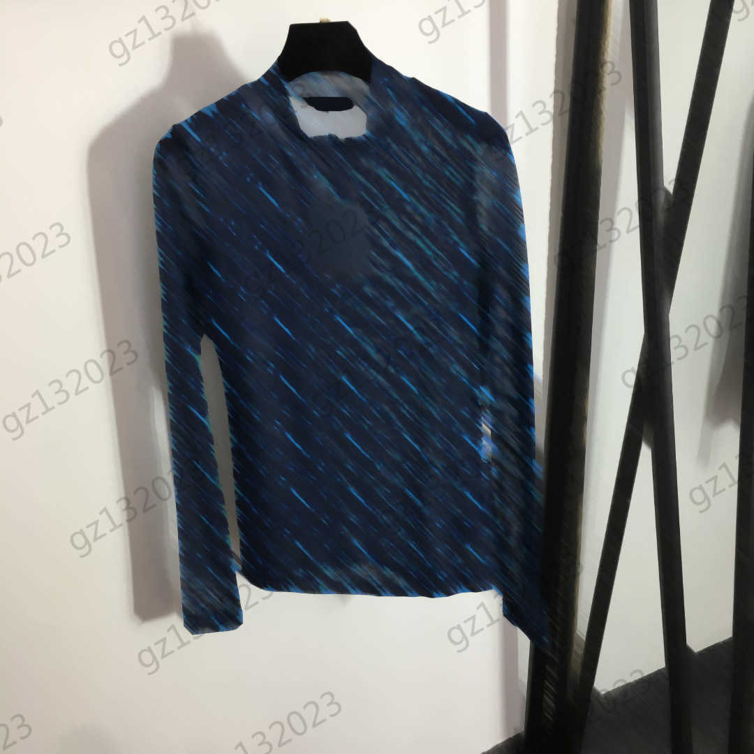 

Womens Clothes T-shirts Classic Logo Jacquard Half High Neck Pullover Tops Pure Cotton Fabric Long-sleeved Casual Tees Luxury Brand Women Apparel