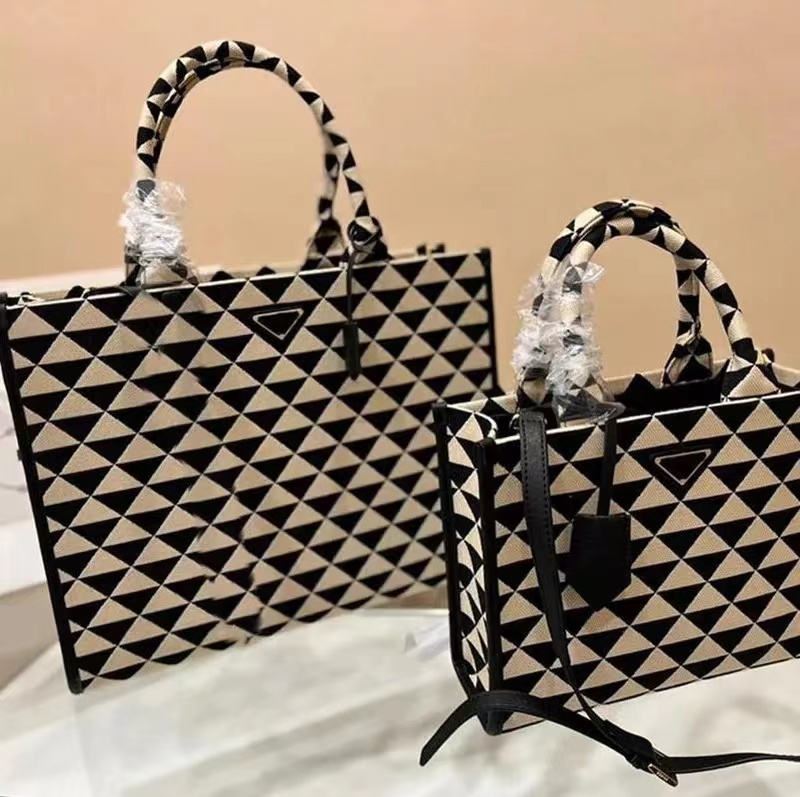 

Womens Handbag Designer Tote Bag Triangle Symbole Jacquard Fabric Handbags Large Totes 2022 Designers Shoulder Bags Cross Body Purses, #!