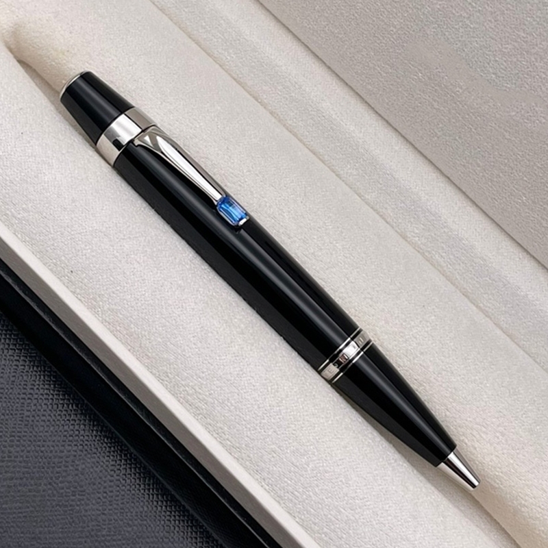

High quality Bohemies Black Resin Ballpoint pen Mini Stationery office school supplies Writing Smooth Ball pens with Diamond and Serial Number on Clip, As picture shows