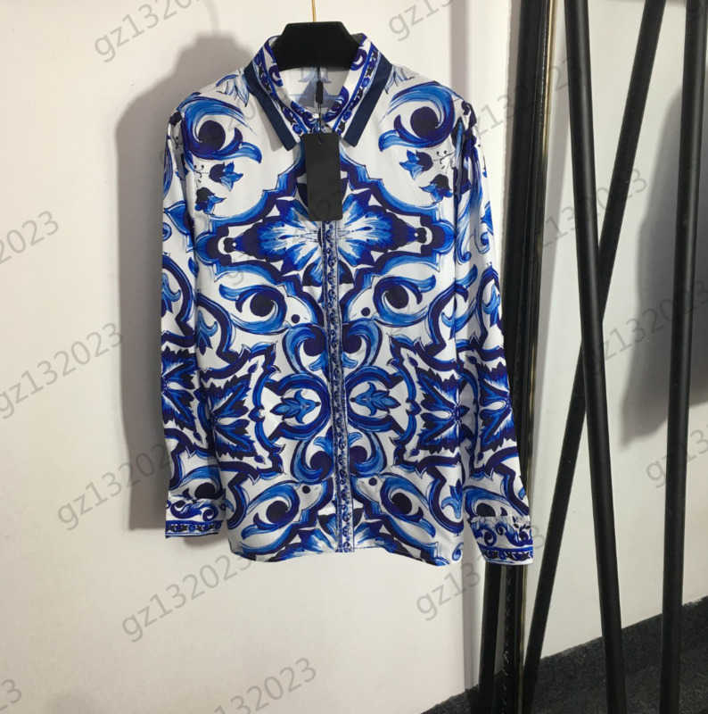 

Womens Blouses Tops Blue And White Porcelain Printing Fashion Blouse Single Row Button Open Lapel Long Sleeves Shirts Spring Autumn Brand Women Clothes 1970, 21