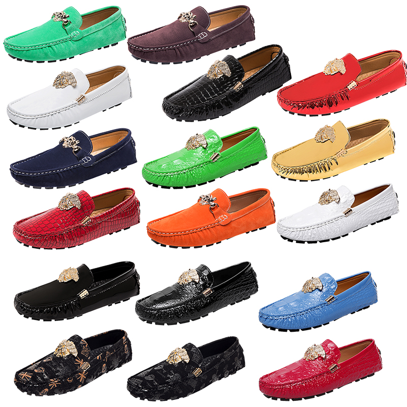 

Luxury Genuine Leather Business Shoes Top Designer ComfortMen Women's shoes Couple models Loafers Moccasins Driving Shoe Casual Flat Mens Dress Shoes, 2293-4