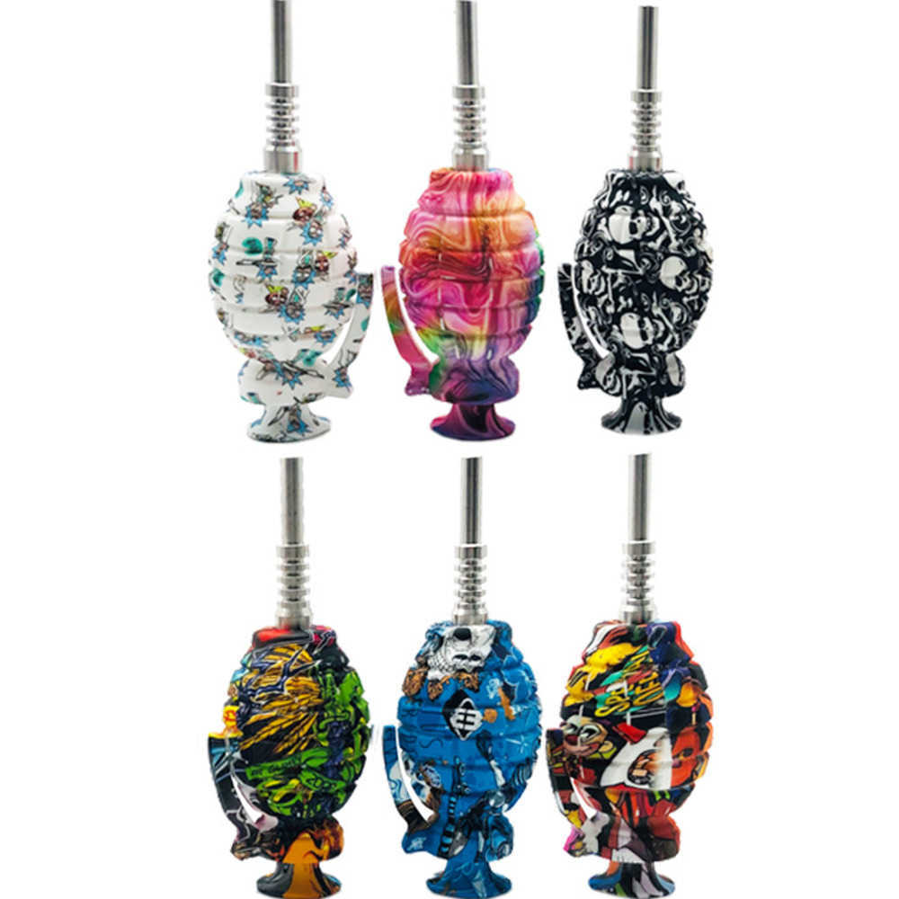

Smoking Pipes Silicone NC Kit Grenade printing Nector collector kit dab straw with Titanium Tip for Wax Dabber smoke accessories