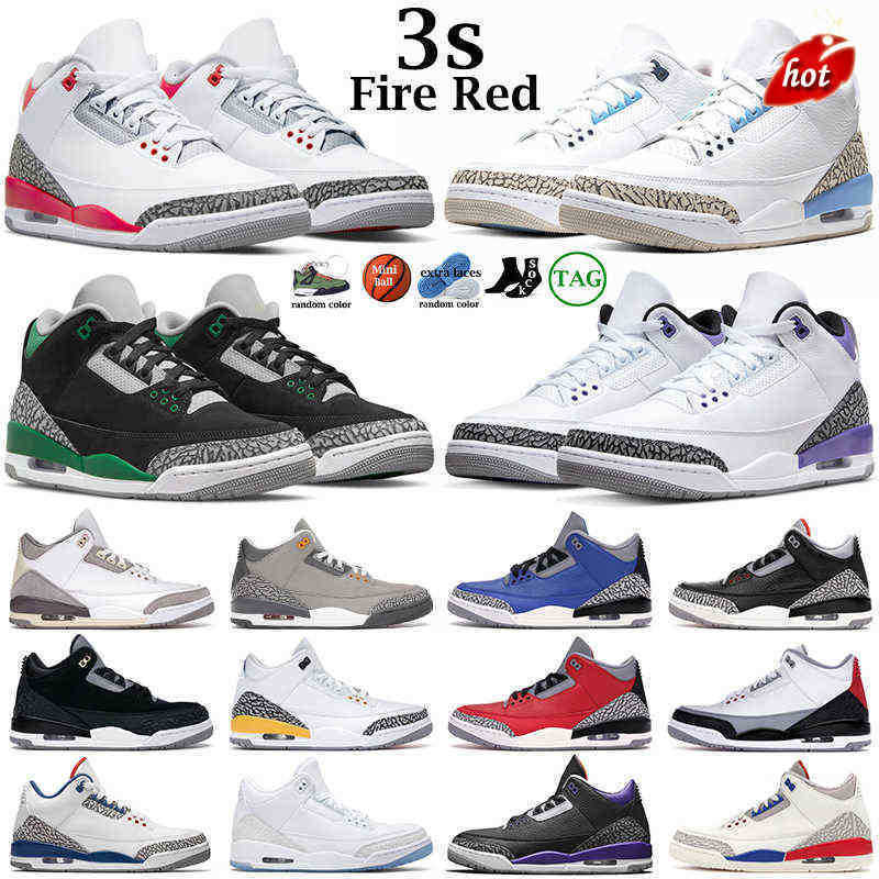 

2023 Top High Basketball shoesBasketball Shoes for men 3 3s Fire Red Cardinal Pine Green Racer Blue Cool Grey Medium UNC