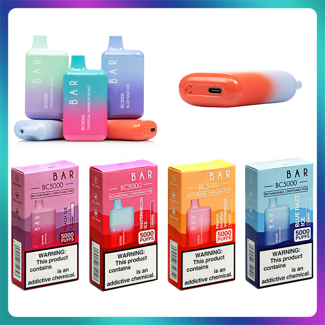 

Ef Bar BC5000 Disposable E cigarettes 5000 Puffs Vape Pen 13ml Prefilled Mesh Coil Pods 650mAh Rechargeable Battery Vaporizers elux ultra escobar aroma king bang