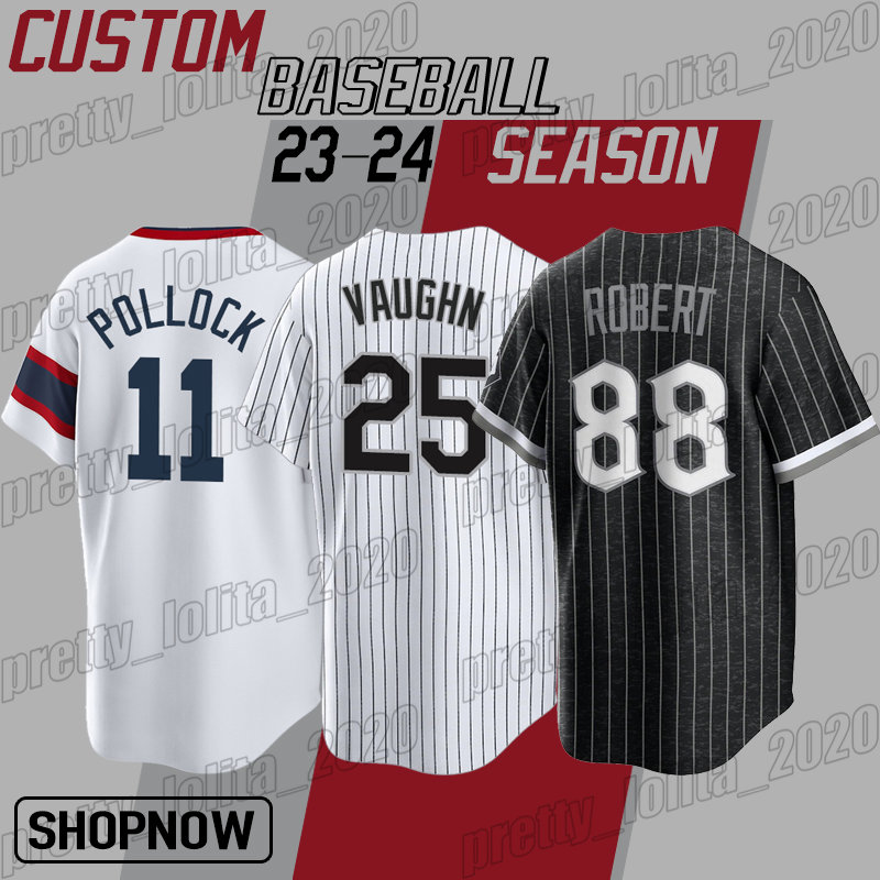 

7 Tim Anderson Baseball Jersey Chicago White 25 Andrew Vaughn Andrew Benintendi Dylan Cease AJ Pollock Jerseys Yoan Moncada Sox Lucas Giolito Adam Engel Luis Robert, Man custom jersey (bw)