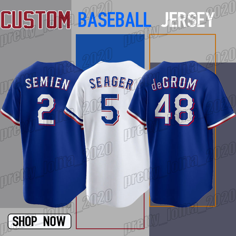 

Rangers 48 Jacob deGrom baseball jersey Texas 5 Corey Seager 2 Marcus Semien Nathaniel Lowe Jon Gray jerseys Adolis Garcia Leody Taveras Brad Miller Jonah Heim, Man custom jersey (yqb)