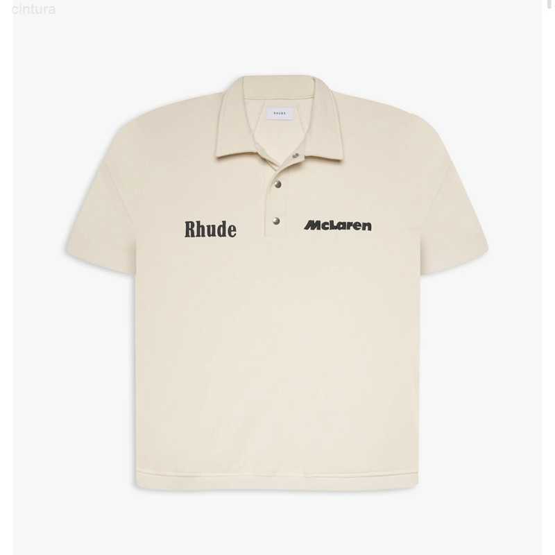 

New womens mens Rhude Mclaren Letter Embroidered fashion brand Lapel Pullover T-shirt Men's Women's Short Sleeve T-shirt