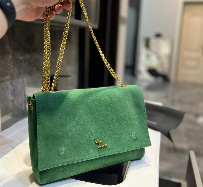 

Kate Double Sided Bags Flap Chain Classic Messenger Bag Shoulder Bag For Women Suede Metal Letter Accessories Lady Large Capacity Cross Body Purse Hasp Wallet, Black(28*17cm)