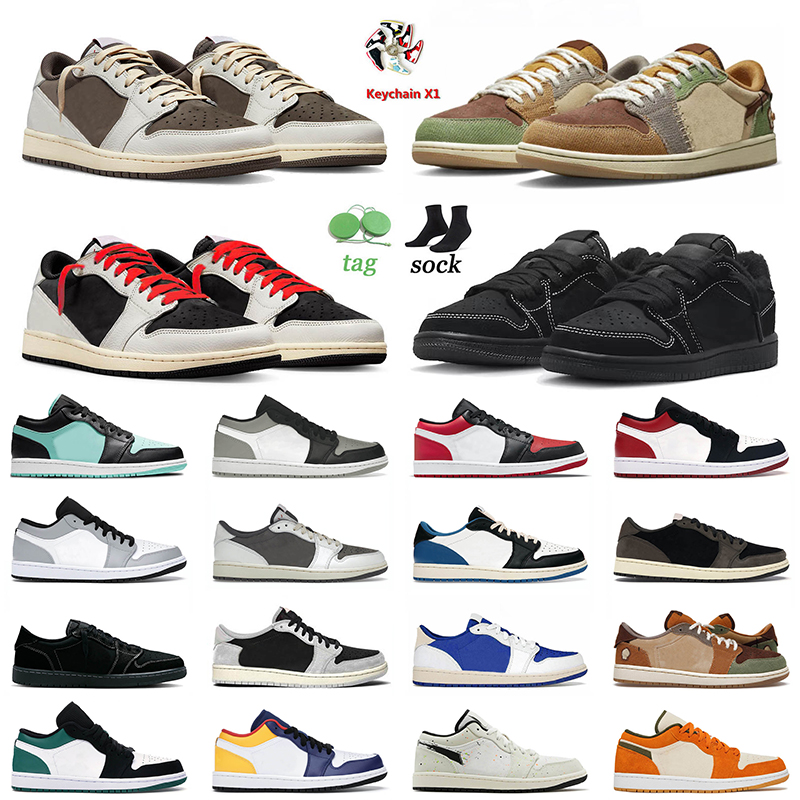 

TS x 1s Low Basketball Shoes Jumpman 1 Lows Trainers Reverse Mocha Voodoo Black Phantom Olive Shadow Smoke Grey Fragment Cream Ceramic Sneakers Mens Women Outdoor, A55 reverse black toe 36-45