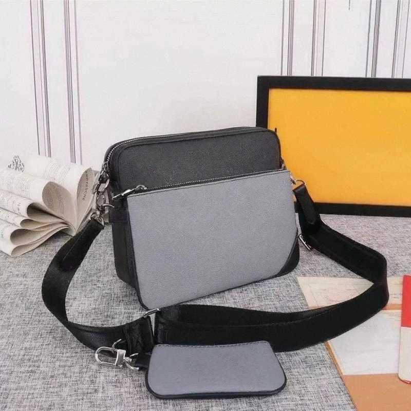 Designer Sacs TRIO Messenger Sac Inverse Toile Hommes Bandoulière 3 Pièce Ensemble De Mode En Cuir Homme Sac À Bandoulière Avec Bourse Portefeuil