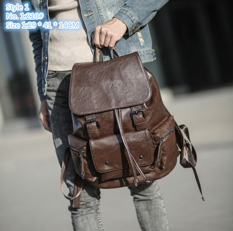 

Wholesale factory men shoulder bags 2 colors outdoor sports fitness leisure leather backpack high-capacity street leisure student computer bag trend check handbag, Brown-210#-style 1