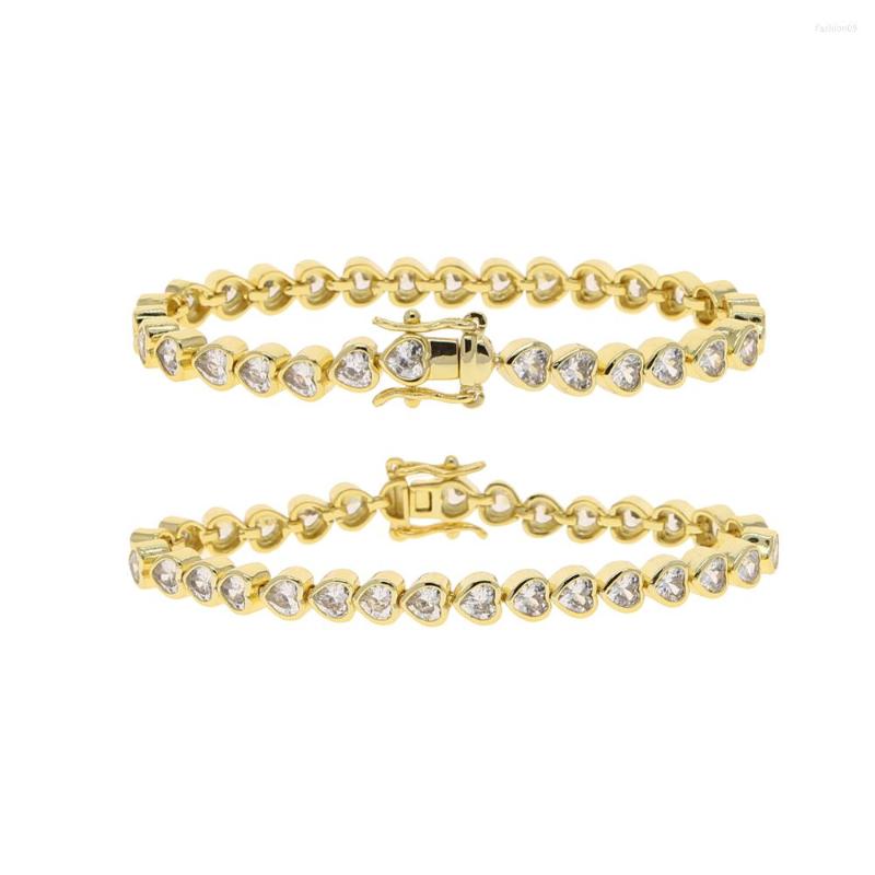 

Link Bracelets 2022 Fashion Charm Heart CZ Tennis Bracelet For Women Men Colorful Zircon Wedding Jewelry Luxury Chain Braclets With Gold