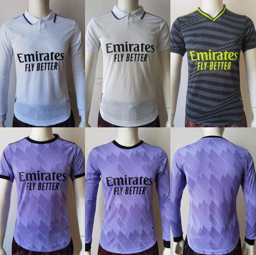 

Player version 2022 BENZEMA Finals soccer jerseys 22 23 VINI JR CAMAVINGA TCHOUAMENI REAL MADRIDS VALVERDE HAZARD MODRIC Long sleeve 2023 uniforms football shirt