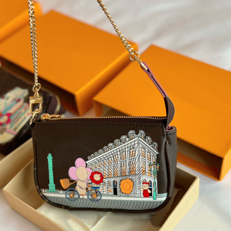 

Christmas Shoulder Bag Mini Chain Crossbody Bags Women Coin Purse Classic Letter Letter Genuine Leather Small Square Wallet Lady Clutch