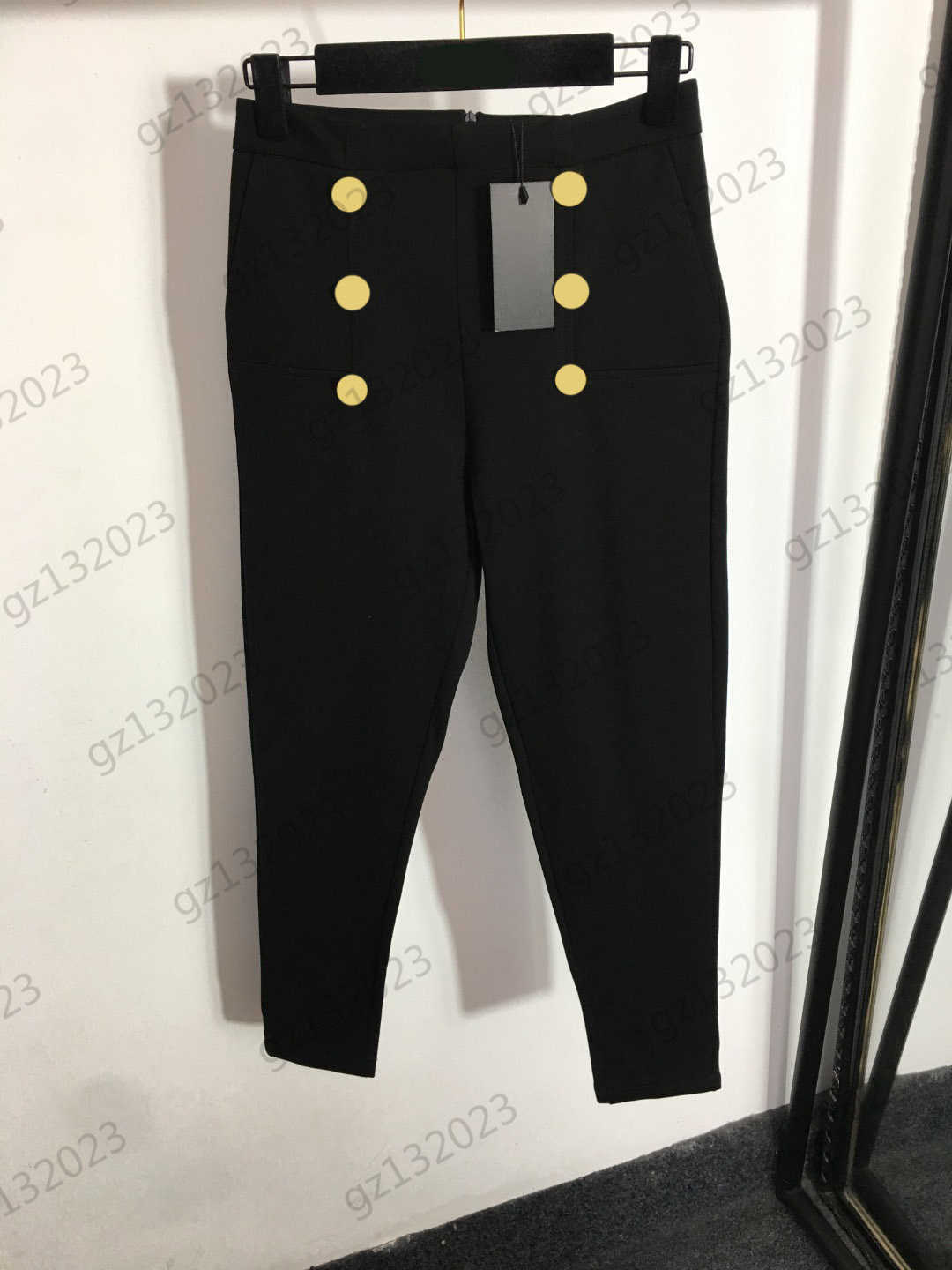 

Women Pants Lion Head Double Row Button Decoration High-waisted Slim Pants Back Zipper Design Warm Joker Pants Fashion Designer Womens Apparel