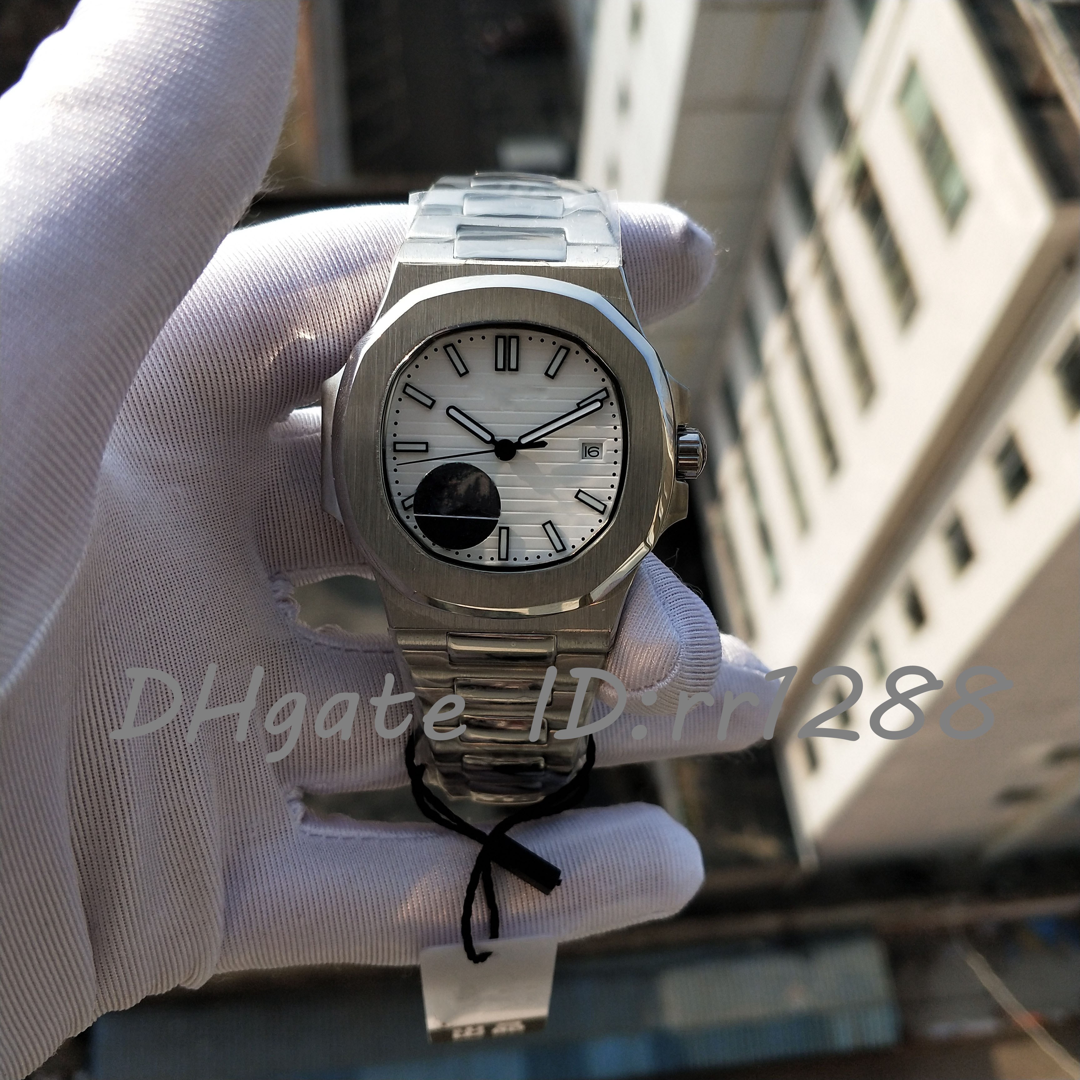 

High quality Men's watch U1F 40mm 5711/1A-018 White dial Classic calendar Mens sport Watches Sapphire Luminous Wristwatches CAL.324SC Transparent Original Box, 01