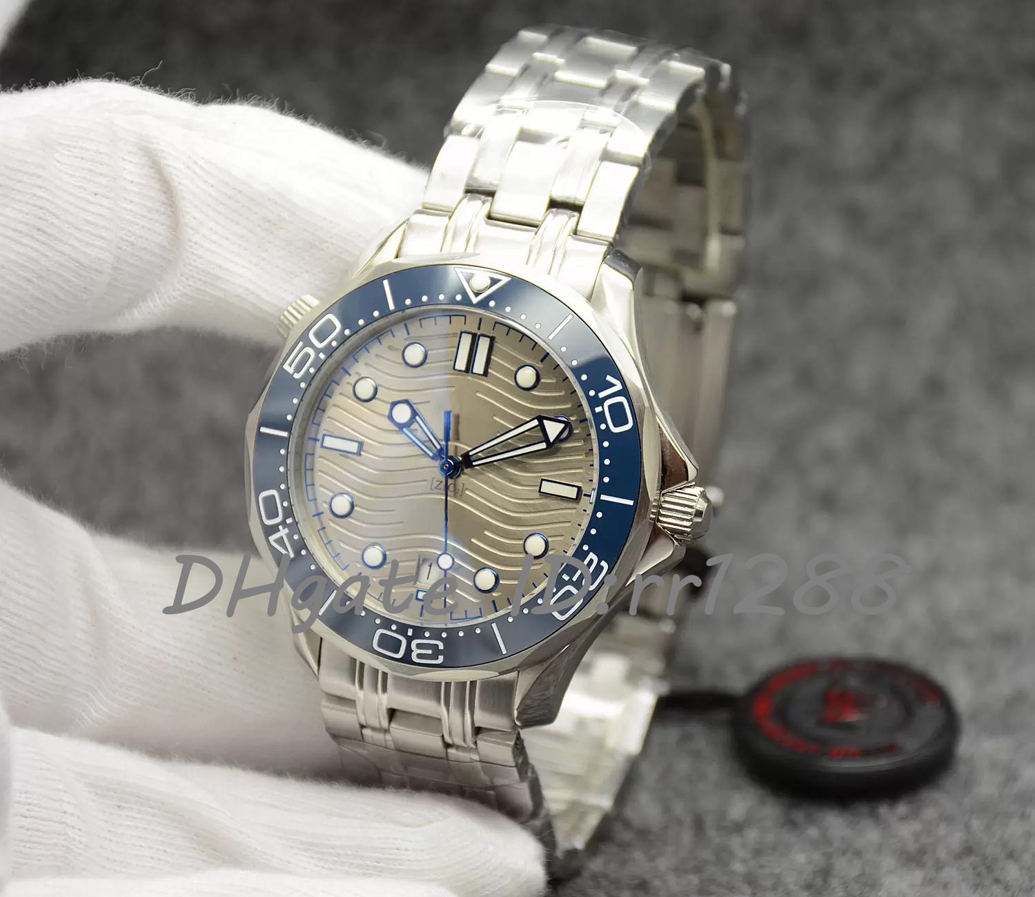 

42MM Watch of Men Automatic Mechanical Outdoor Mens Watches Watch Black Dial With Stainless Steel Bracelet Rotatable Bezel Transparent Back Wristwatches, Only original box