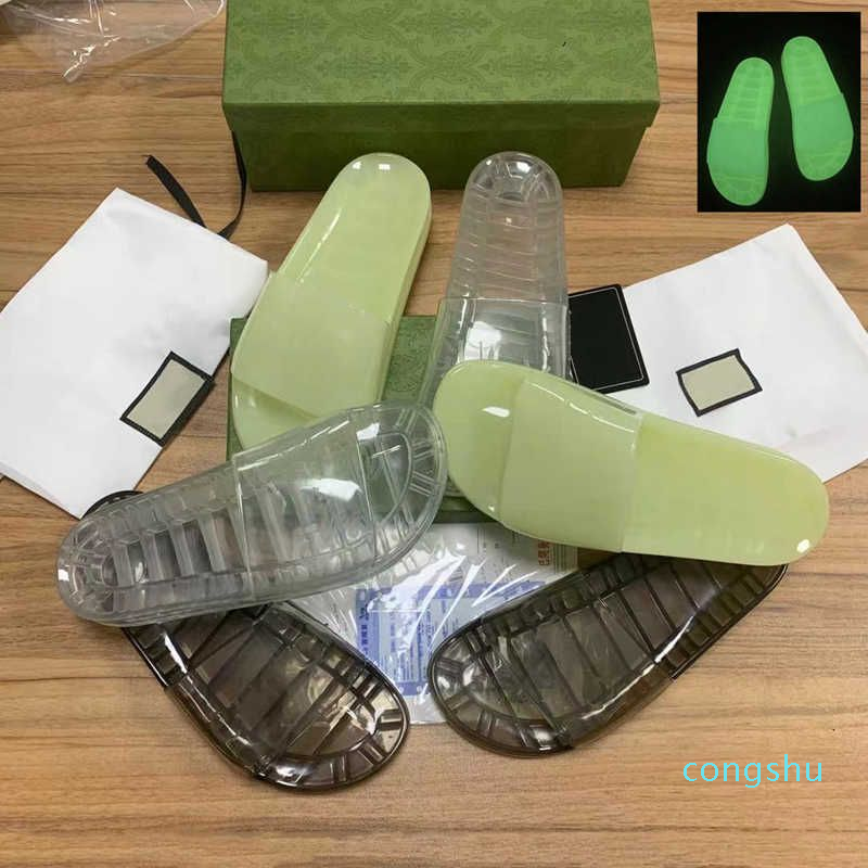 

2022 Designer Slides Mens Women Slippers Sandals Luminous Rubber Slide Sandal Flat letter Fashion Shoes Beach Flip Flops 35-46