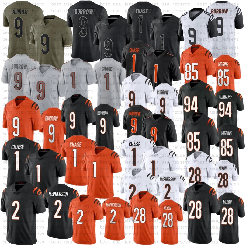 

9 Joe Burrow Football Jersey JaMarr Chase Cin 2 Evan McPherson Mixon Bengal Sam Hubbard Tee Higgins, Youth