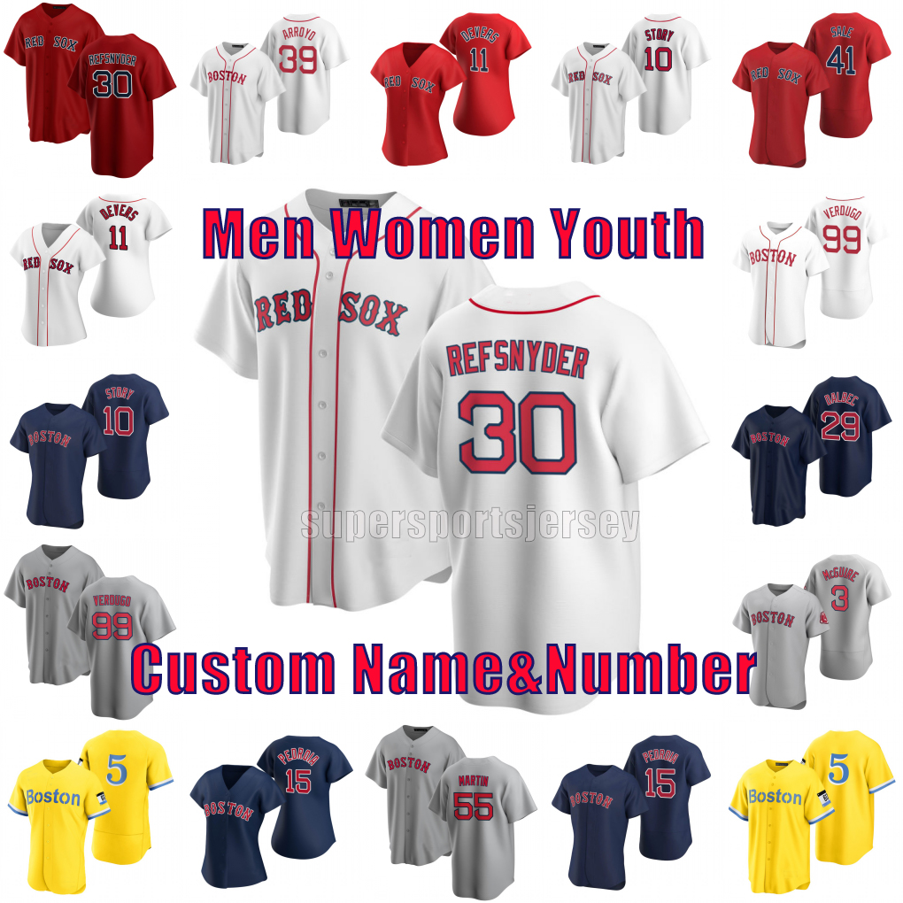 Red Sox Baseball Jerseys Custom 30 Rob Refsnyder 10 Trevor Story 34 David Ortiz Jersey Ted Williams J.D. Martinez Chris Sale 2 Bogaerts 11 Rafael