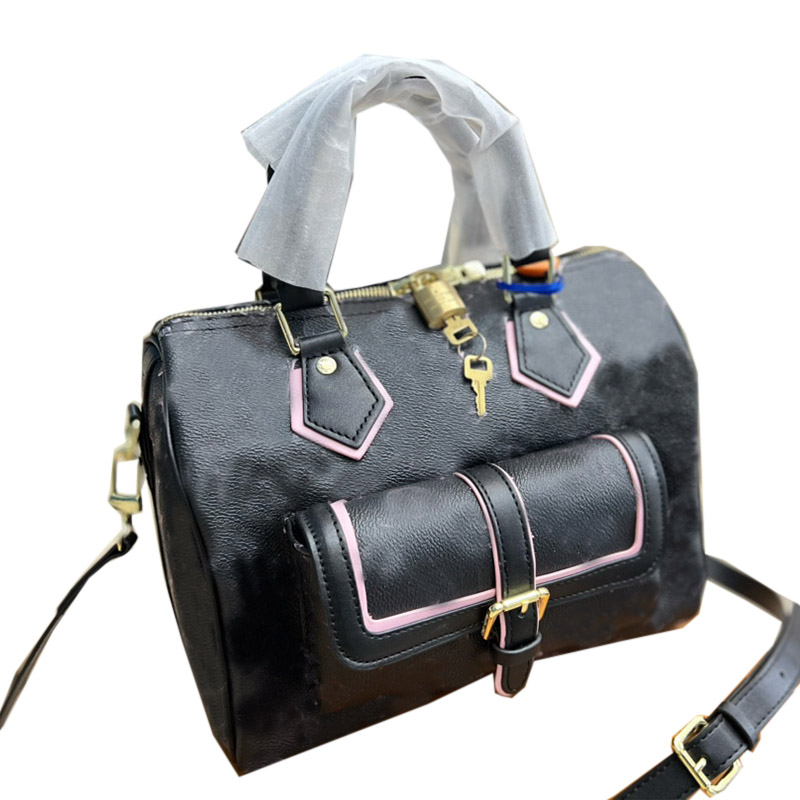 

Designer Speedy Bandouliere 25 Tote Bag For Women Luxurys Leather Handle And Inscription Padlock Onthego New 2022 Shoulder Belt Bag, Colour 1