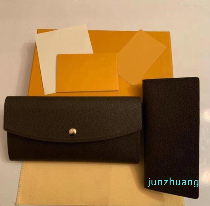 

High quality 2PCS/SET designer Wallet CARD HOLDER EMILIE Womens 546 Clemence Pouch Coin Purse Neo Porte Cartes Wallet u-9, Brown flowers