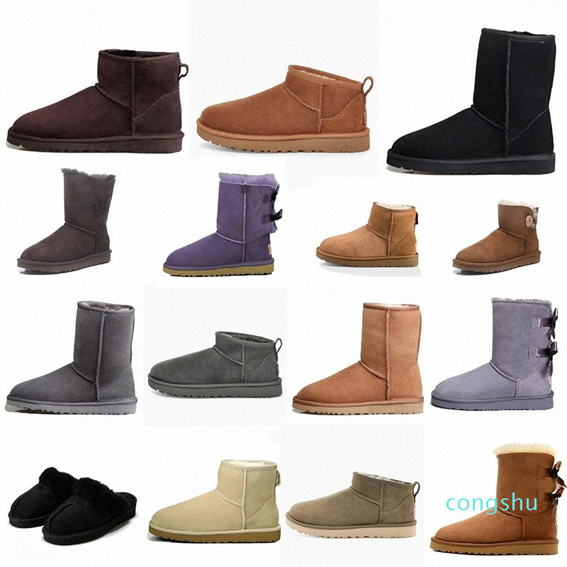 

Classic Designer Women Australian Boot Mini Half Winter Snow Boots Black Chestnut Purple Pink Navy Grey Booties Slippers Womens Casual Shoe, 22