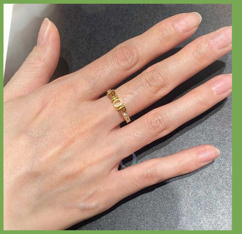 

Fashion brand designer gold letter band rings bague for lady women Party wedding lovers gift engagement jewelry With BOX54645322