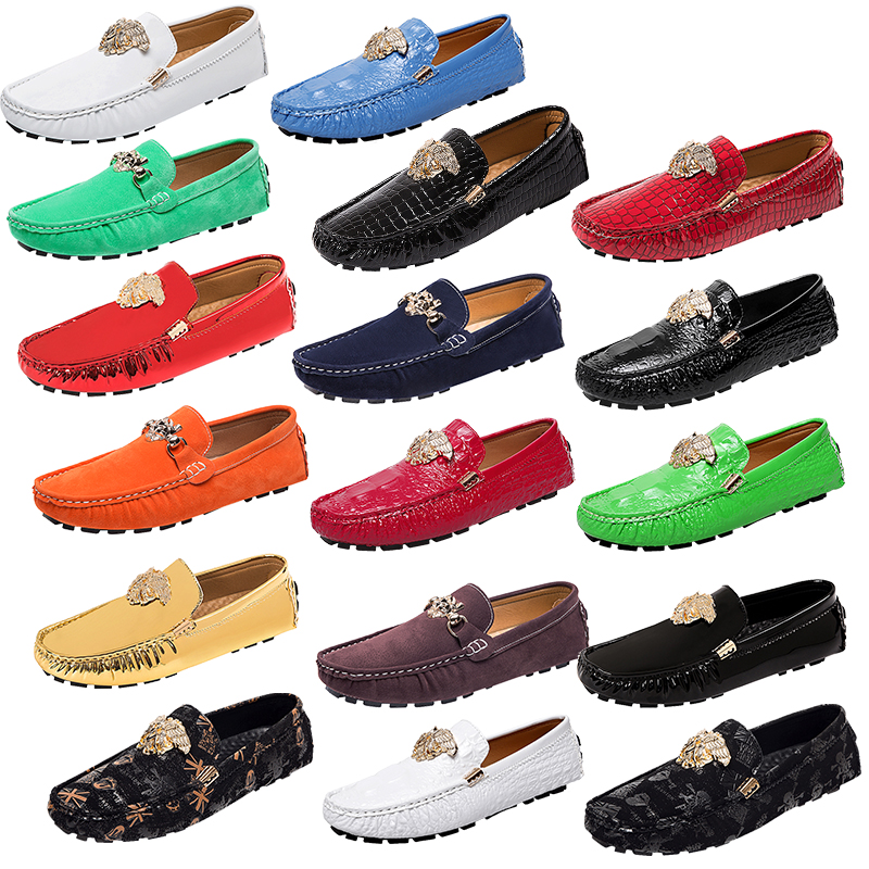 

Men's luxury brogue shoes handmade metal buckle decoration Genuine Leather Men Women's shoes Tassels Loafers Driving Shoe fashion business Dress Shoes, 2293-3