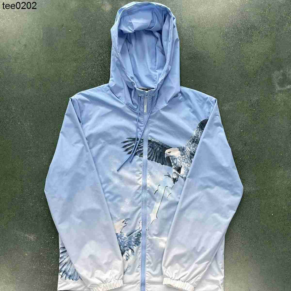 

trapstars Windbreaker Men's Gradual Blue Eagle 3D Print Embroidery Original uk, Sky blue