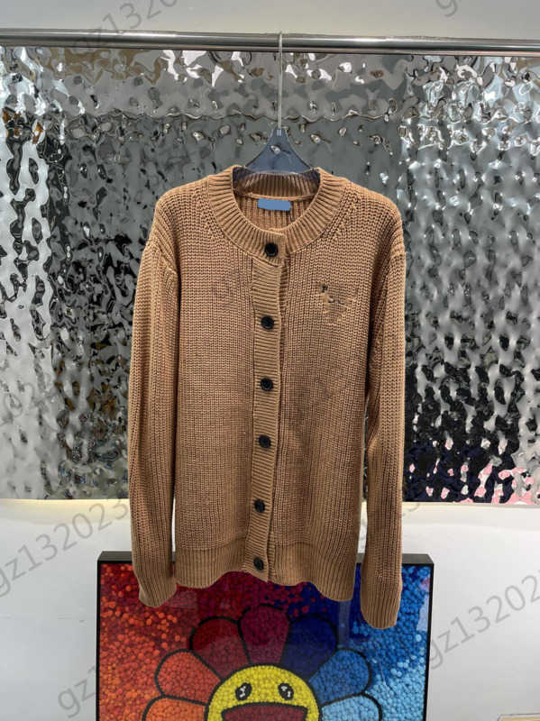 

Womens Sweaters Brand Classic Logo Embroidery Vertical Stripe Button Knit Cardigan Thread Round Neck Off Shoulder Long Sleeve Knitwear Women Clothing 2 Colors 1970