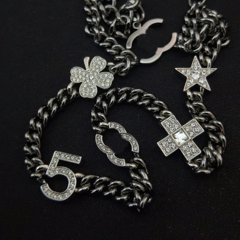 

Fashion C-Letter Choker Necklaces Designer 925 Silver Plated Brass Copper Crystal Pendant Necklace For Womens Wedding Jewelry Gift B244