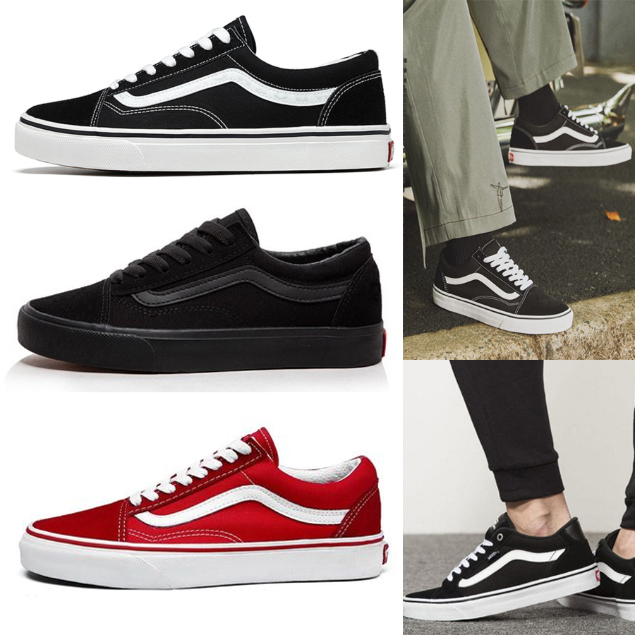 

2023 Men Women Canvas Shoes old skool Triple White Black Red Fashion Slip on Skateboard Sports Sneakers Designer school Casual Running Walking Jogging Size 35-45