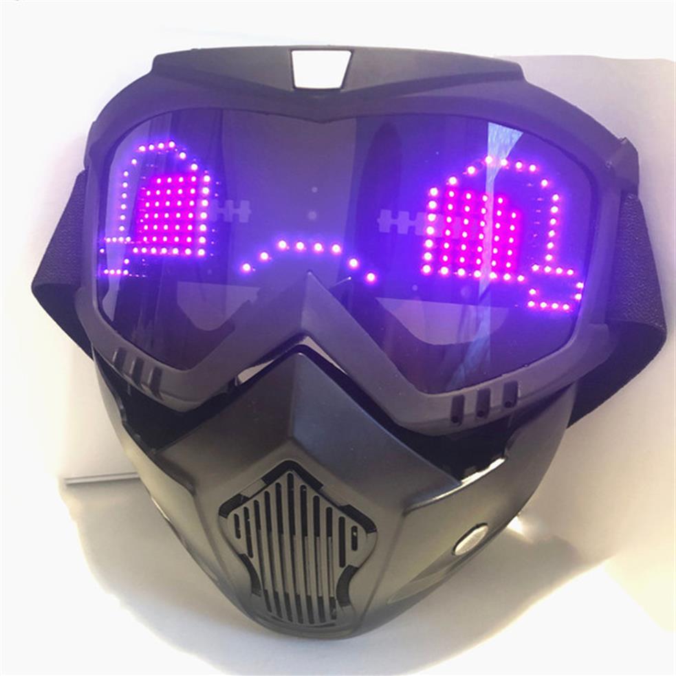 

Detachable Bluetooth Rgb Led Light Up Party Motorcycle Off-road Wind Riding Goggles Mask Built-in Battery Led Display board219e