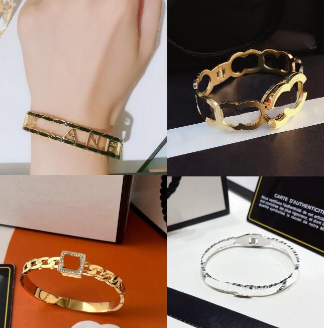 

20style New Fashionable Bracelets Women Bangle Luxury Designer Jewelry Crystal 18K Gold Plated Stainless steel Lovers Gift Bangles Mens Bracelet