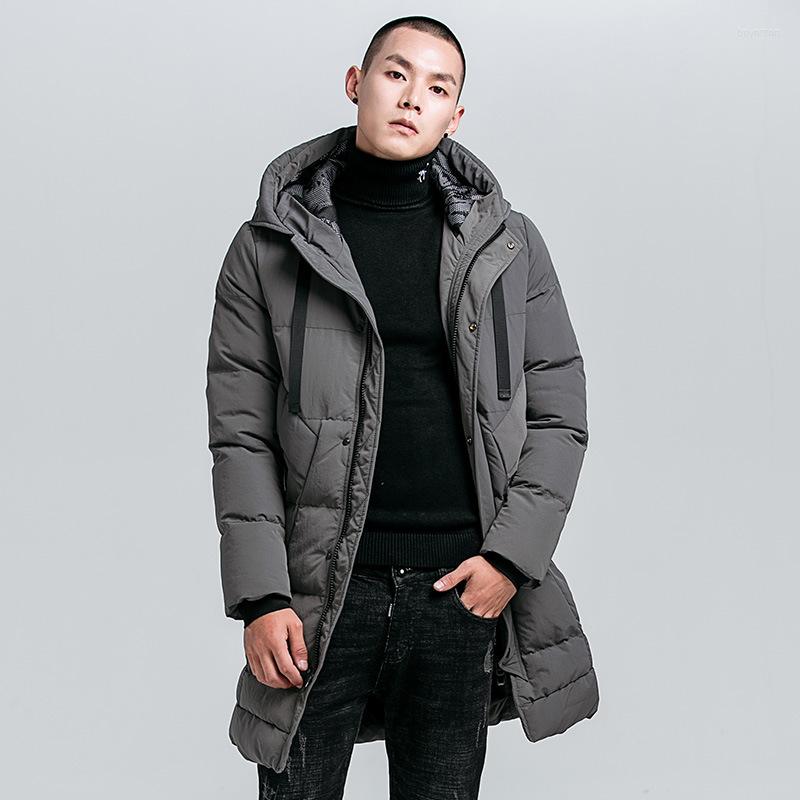 

Men's Down 2023 Winter Men Hooded Cotton Coat Mid-length Thick Warm All-match Casual Solid Fashion Tide, Black