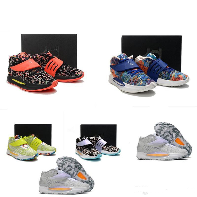 

KD 14 shoes Kevin Durant 14s XIV mens for sale kd14 women Multi Color Leopard sychedelic Print Black Pure White Red Aqua Fresh Slim Reaper Dreams KY-D sneakers, Color 1