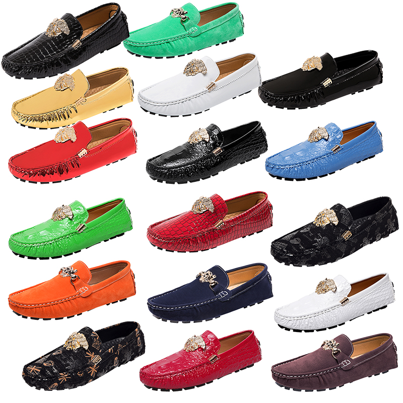 

Quality Set foot Male Formal Shoes Genuine Leather Metal buckle Flat designer Leisure Men Women's shoes Loafers Driving Shoe Moccasins Dress Shoes Size35-48, 2293-1