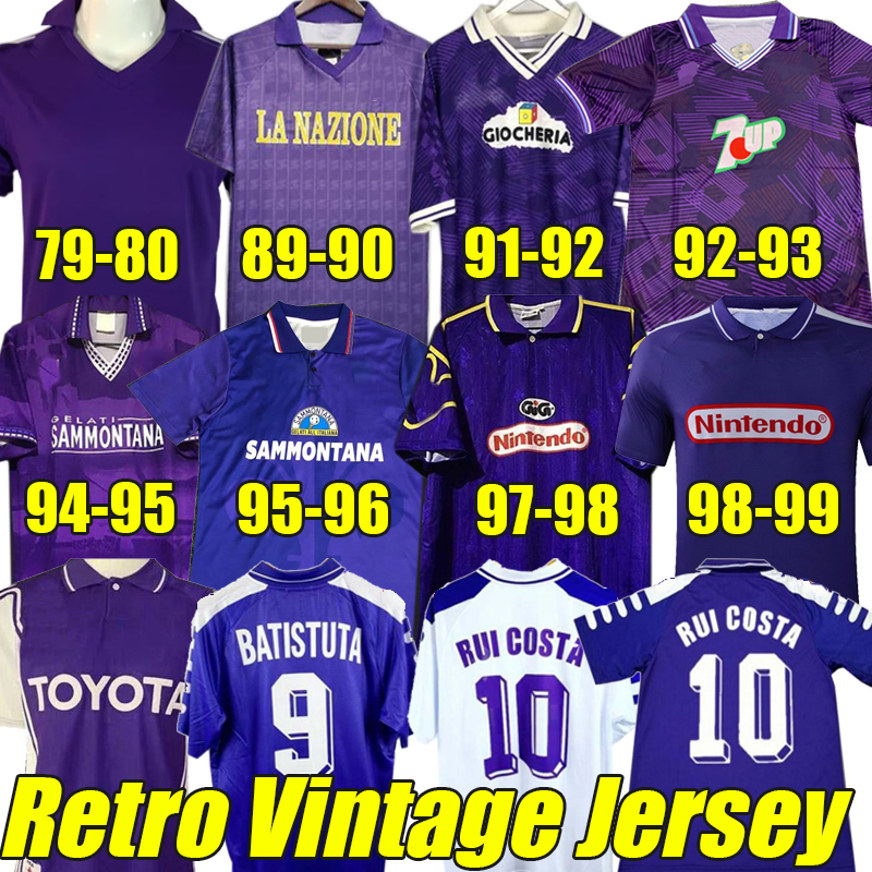 

BATISTUTA 1998 1999 Fiorentina Retro Soccer Jerseys BIGICA RUI COSTA 98 99 Home Football Shirt 2000 Camisas de Futebol 79 80 84 89 90 91 92, Foluolunsa 1999-00 away