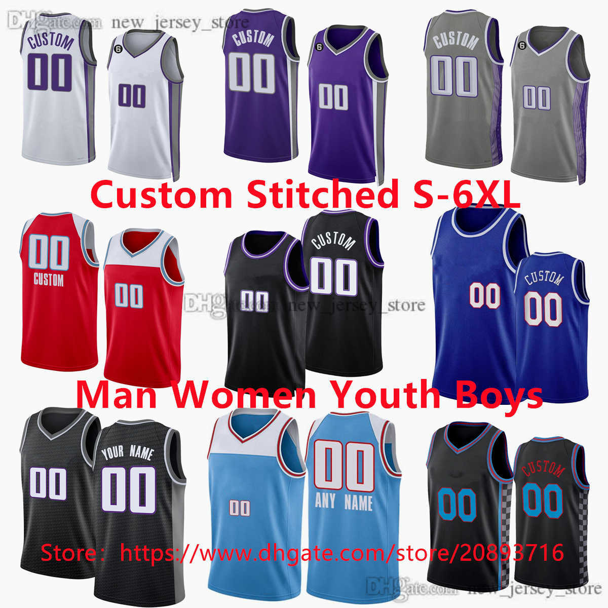 

Custom Stitched XS-6XL Basketball Jersey With 6 Patch 10 Domantas Sabonis De'Aaron 5 Fox 13 Keegan Murray 15 Davion Mitchell 40 Harrison Barnes Richaun Holmes Jerseys, Stitched(message number name)