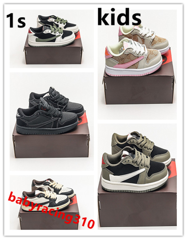 

Kids Jordon 1 low Black Phantom basketball shoes Reverse Mocha Olive Blue 2022 Boys girls Running shoes sneaker store