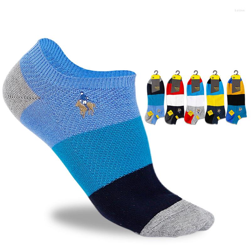

Men's Socks 2022 Summer Pier Polo 5pairs/lot Fashion Breathable Cotton Ankle Men Business Casual Gentlemen Man Size 40-44, G5 mix 5 colors